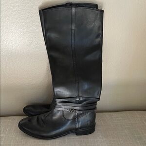 Frye Black Leather Shirley Riding Boots